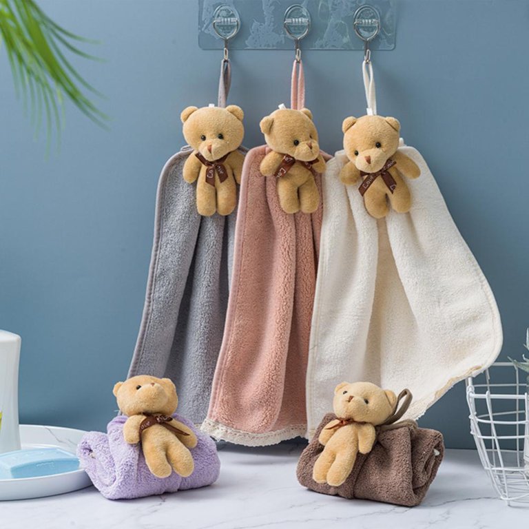 Set Of 6 Cute Animal Shaped Hand Towels - Absorbent Hanging Kitchen,  Bathroom, Quick Dry For Kids And Adults