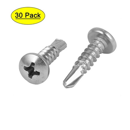 

Uxcell M4.8 x 19mm #10 Thread 410 Stainless Steel Pan Head Self Drilling Screws (30-pack)