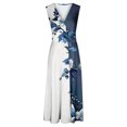 thumbnail image 4 of Uaswgudfs ​Elegant V-Neck Floral Midi Dress for Women 2025 - Sleeveless Summer Sundress with Fitted Silhouette & Casual Elegance Blue-H 2XL, 4 of 5