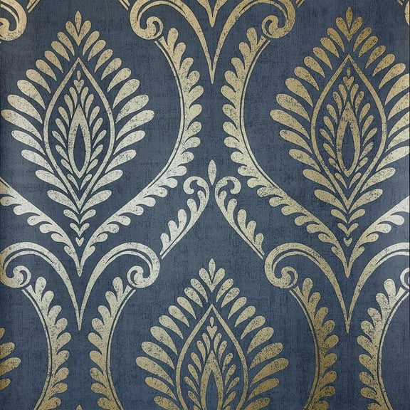 Fine Decor Estelle Blue Damask Wallpaper