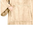 thumbnail image 3 of PAVILIA Beige Cream Fleece Wearable Blanket with Sleeves for Adults Women Men, Soft Warm Full Body Wrap Throw, Sweatshirt Pocket, Cozy Pullover Robe Blanket with Arm, Gifts for Christmas Mom Wife, 3 of 7
