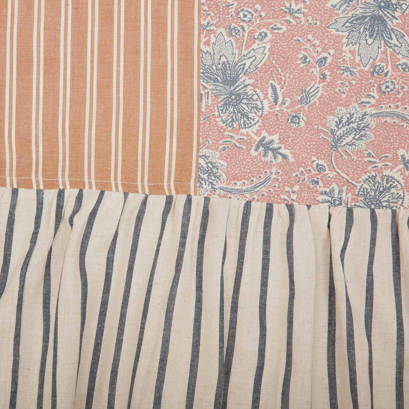 VHC Brands Kaila Country Cottage Farmhouse Floral Stripe Patchwork Shower Curtain 72x73