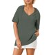 thumbnail image 1 of Sudadera con capucha de manga corta de punto de verano de color liso para mujer: cuello en V, capucha con cordón y tejido ligero para uso informal., 1 of 6