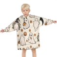thumbnail image 3 of Costumed Ghost Halloween Pattern Blanket Hoodies for Kids 6-13YR Oversize Wearable Blanket Hoodies for Boys Girls Teens, 3 of 7