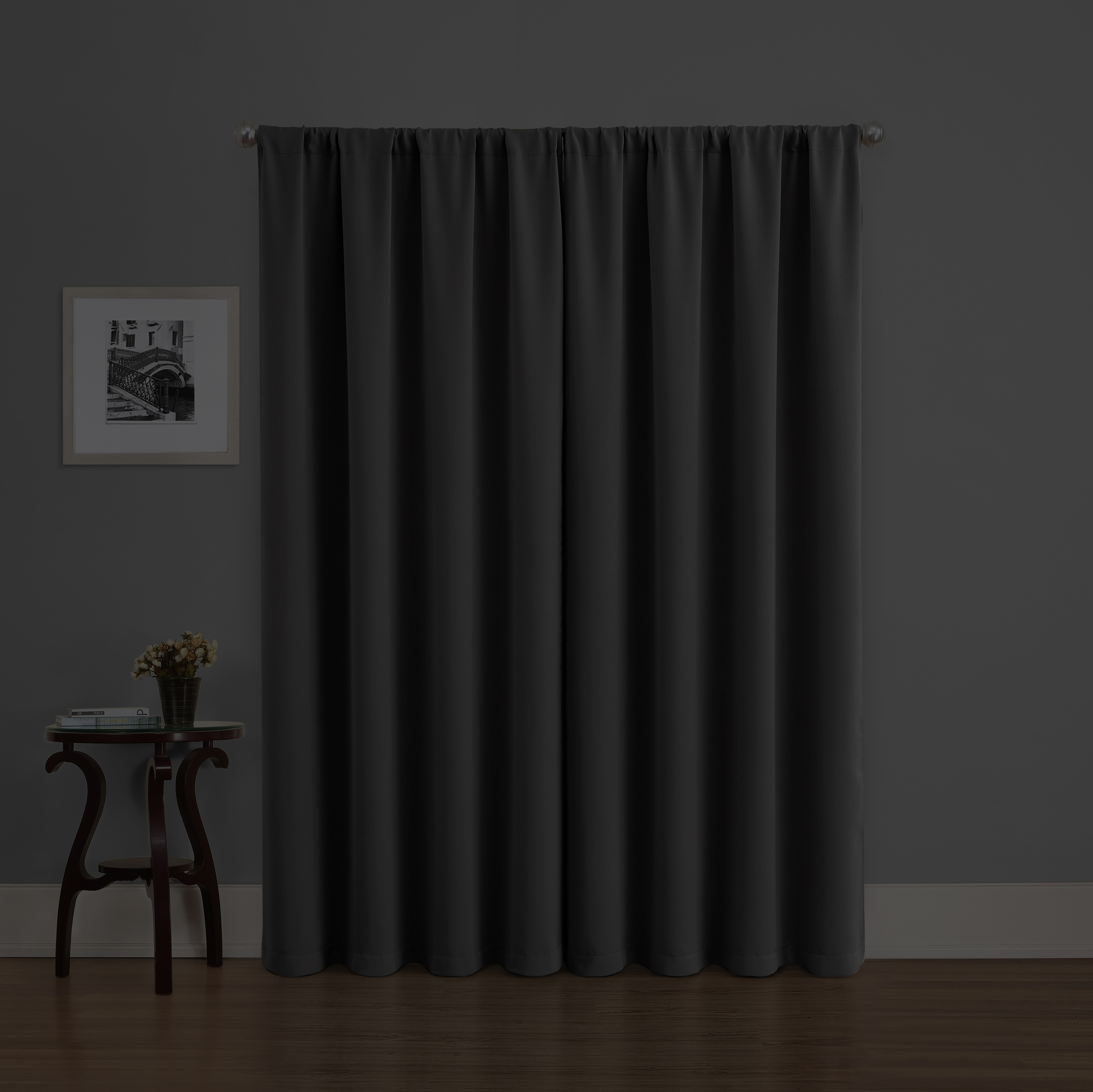 Eclipse Phoenix Blackout Curtain Rod Pocket Panel Pair, Smoke Gray, 50" W x 84" L