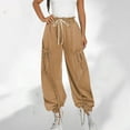 thumbnail image 3 of REALiKUN Women Baggy Barrel Jeans High Waisted Drawstring Bow Tie Cargo Jean Retro Wide Leg Ankle Denim Joggers, 3 of 6