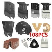 100/108pcs Oscillating Multitool Accessories High Carbon Steel Mix Saw Blades Multi Tool Kits for Metal Wood and Plastic Cutting