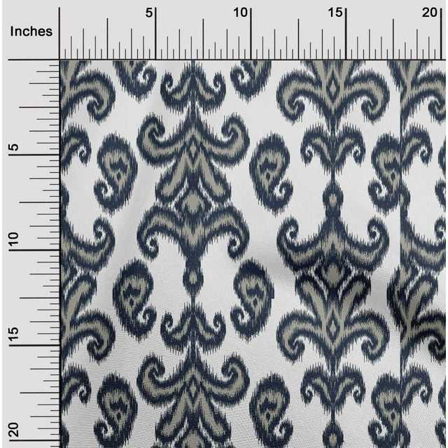 oneOone Cotton Flex Fabric Paisley & Floral Ikat Printed Fabric 1 Yard 40 Inch Wide