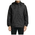 thumbnail image 2 of Jacket for Men Winter Fall Fashion Loose Hooded Waterproof Zipper Rain Jacket with Pockets Solid Color Thin Windbreaker Casual Men's Winter Coats Black L, 2 of 4