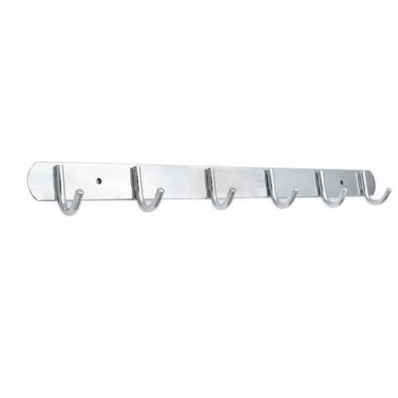Space Aluminum Hooks Bar 3/4/5/6/7 Hooks Hat Clothes Robe Holder Door Rack Wall Mounted Bathroom Kitchen Hanger Wall Coat Rack silver 43.1cm