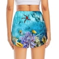 thumbnail image 4 of Uemuo Corals and Tropical Fish Pattern Women's Athletic Shorts High Waisted Running Shorts with Liner Pockets Gym Elastic Workout Shorts-XX-Large, 4 of 9