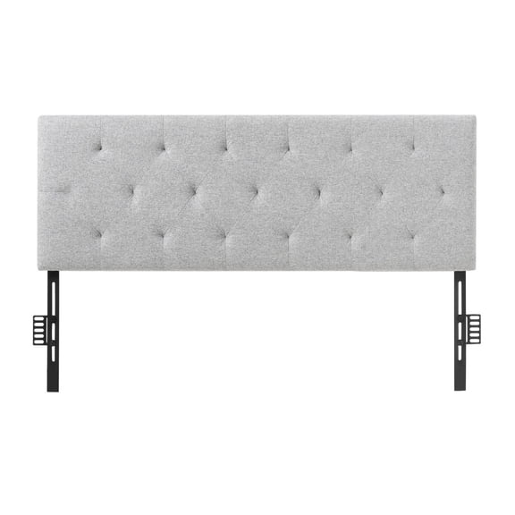 Full Size Headboard, Adjustable Height Diamond Tufted Headboard, 56.3" Wide, Comfortable Linen Upholstery for Bed, Bedroom Decor, Hotel, Dorm - Light Grey