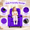 thumbnail image 4 of Pipleo Kids Recliner Chairs for Toddlers, Toddlers Recliner Chair with Cup Holder, Footrest, Side Pockets, Ergonomic Adjustable Velvet Kids Lounge Chair, Comfortable Recliner Chair for Boys Girls, 4 of 8