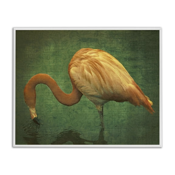 Stupell Industries Eclectic Dark Flamingo in Pond White Framed Giclee Art, 14 x 11, by Graffitee Studios