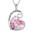 thumbnail image 1 of Juwaliy Collar Madre E Hija de Plata Esterlina 925 Corazón Rosa Turmalina Dije Piedra de Nacimiento de Octubre Joyería Mujer Regalo de Navidad Cumpleaños para Hija y Mamá, 1 of 6