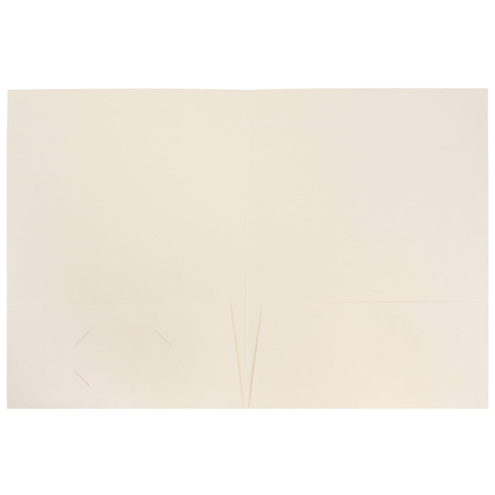 JAM Linen Two Pocket Folders, Ivory, 25/Pack