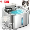 thumbnail image 1 of Oneisall CW01 Inalámbrico Cat Water Fountain 304 de Acero Inoxidable, Fuentes de Agua Inalámbricas de 3,5 L/118 Oz para Gatos de Interior, Plateado, 1 of 9