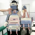 thumbnail image 4 of 5pcs Canvas Backpacks Badge Cute Pins Pendant Student Bagpack Combo Set (Black), 4 of 10