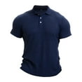 thumbnail image 6 of DDAPJ pyju Men's Knit Polos Shirts Solid Color Short Sleeve Golf Shirt Business Casual Textured Shirt Slim Fit Stretch Collared T-shirt Summer Clearance Sales Dark Blue S, 6 of 8