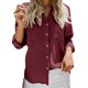 thumbnail image 2 of Tops De Verano Con Bolsillos Blusa informal para mujer con botones sueltos de color sólido para uso diario (rojo vino S) Cgtredaw Para estrenar, 2 of 8