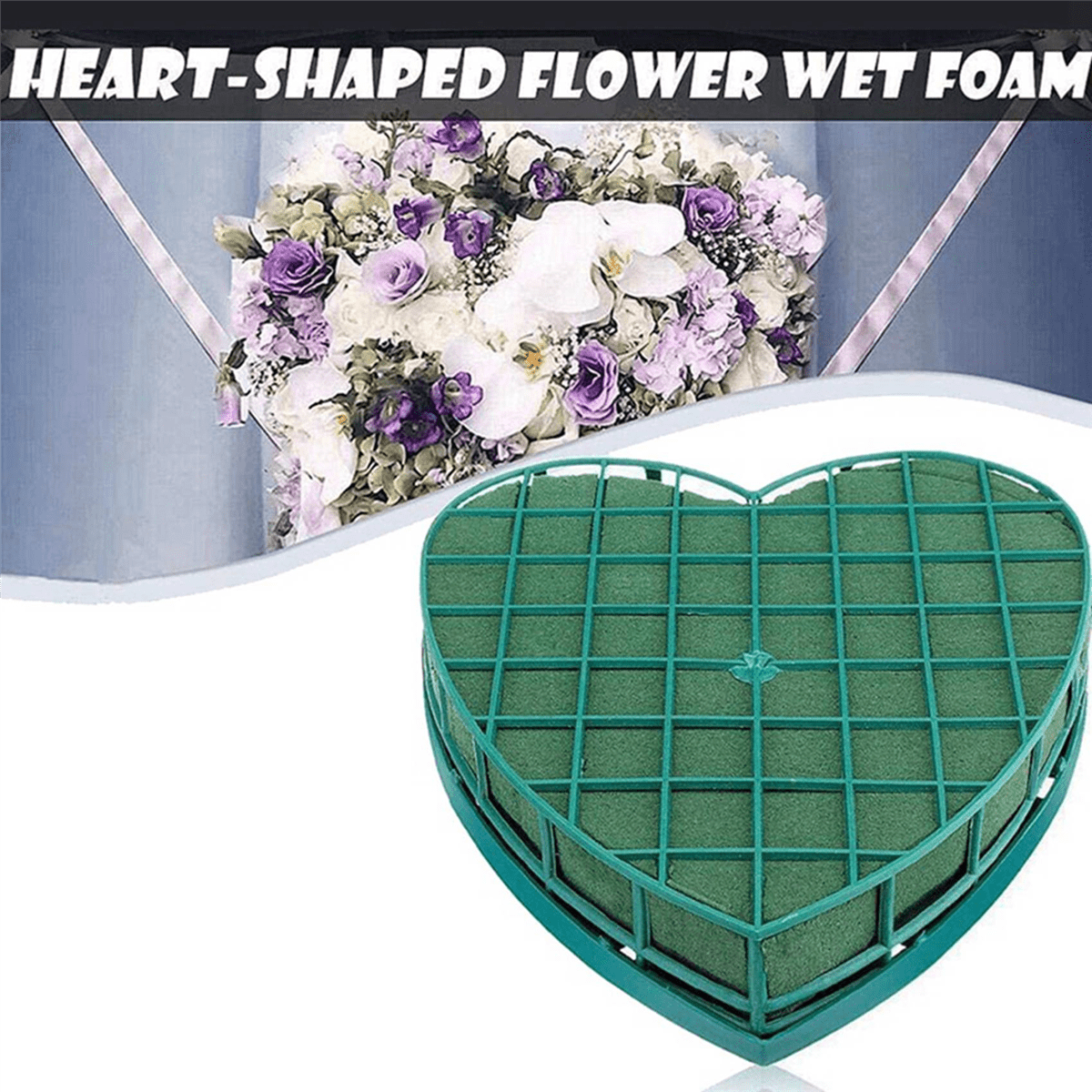 6Pcs Floral Foam Heart-Shaped Flower Holder with Floral Foam for Wedding Centerpiece Party Car Table Floral Arrangement