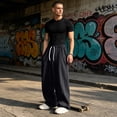 thumbnail image 2 of Evdexr Baggy Sweatpants Mens Wide Leg Drawstring Pants with Pockets Winter Fall Hiking Lounge Trousers Loose Fit Open Bottom Elastic Waist Sweat Pants 3XL, 2 of 9
