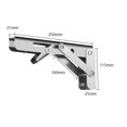 thumbnail image 2 of 2 piezas Soporte plegable de 250 mm, Soporte para estante de pared, Soporte para estante, Carga máxima 50 kg (sin tabla de madera), Soporte de consola plegable de acero inoxidable,, 2 of 5