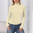 thumbnail image 2 of idosla Women's Turtleneck Long Sleeve Shirts Fall Fashion Basic Thermal Underwear Tops Winter Clothes 2025 (Beige, XL), 2 of 6