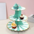 thumbnail image 6 of Three Tier Paper Foil Cake Stand Petal Mint Green Party Celebration Dessert Display 11.93 Inch, 6 of 6