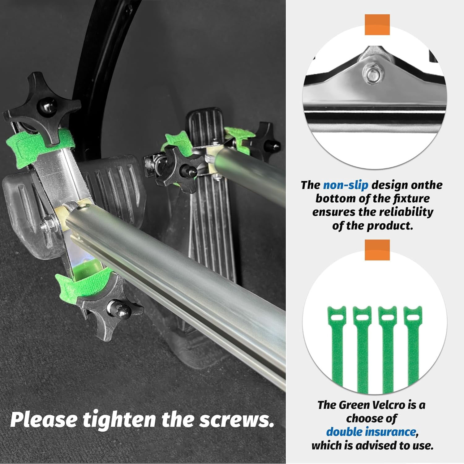 OceanicEcho Handicap Driving Hand Controls for Disabled Drivers, Adjustable Car Pedal Assist Brake and Accelerator, Left or Right Hand Use, Universal Fit for Automatic Vehicles, Bright Silver