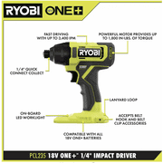 RYOBI ONE+ 18V Cordless 6-Tool Combo Kit with 1.5 Ah Battery, 4.0 Ah Battery, and Charger