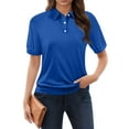 thumbnail image 2 of GXIPO Womens Polo Shirts Short Sleeve Button Lapel Collared Summer Tops Business Casual Basic Tees Blue L, 2 of 5