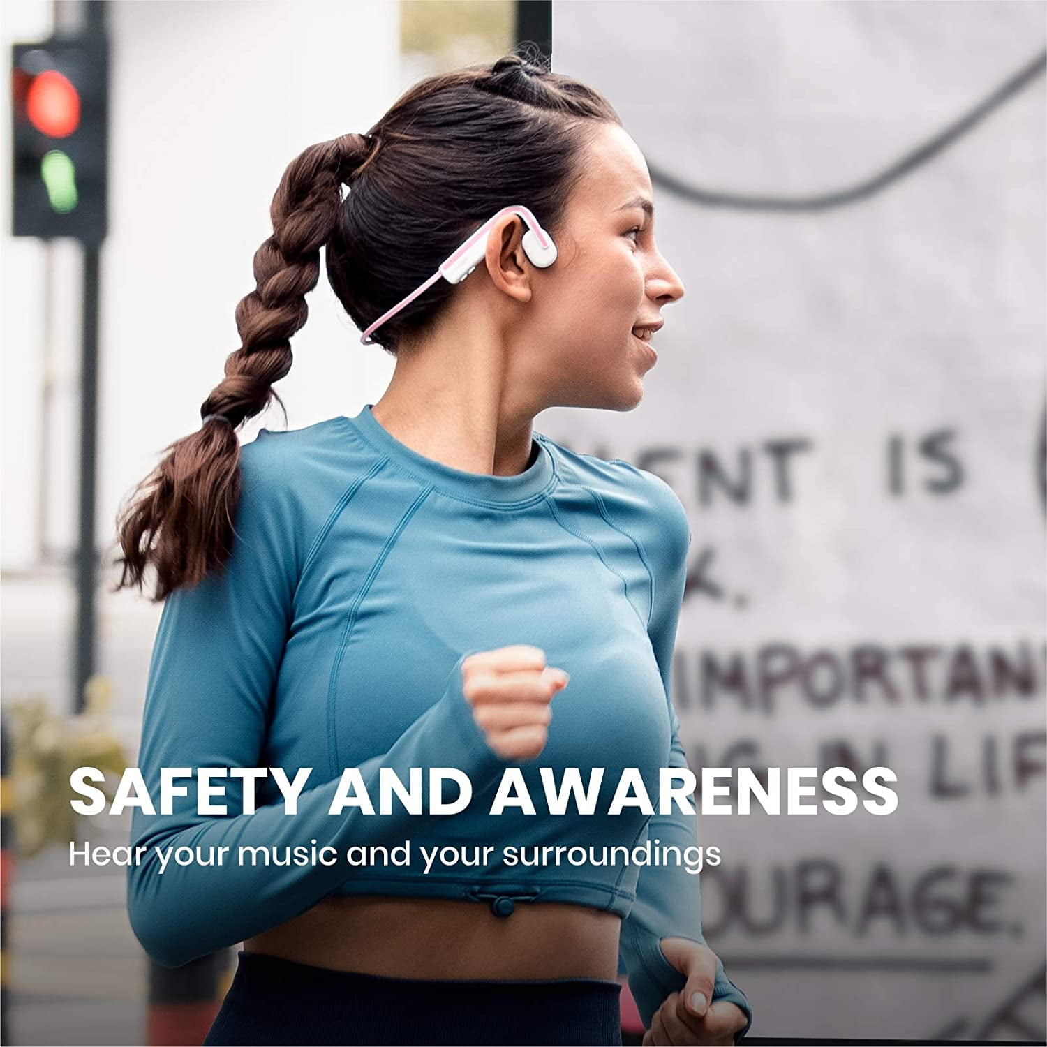 AfterShokz OpenMove Wireless Bone Conduction Headphones Bluetooth 5.0 Open Ear for Sports (Himalayan Pink)