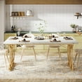 thumbnail image 4 of Tribesigns Modern Dining Table, 63" Large Kitchen Table for 4-6 People, Unique Rectangular Dinner Table Kitchen & Dining Room Furniture with Faux Marble Tabletop and Geometric Legs, 4 of 7