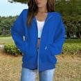 thumbnail image 2 of Womens Zip Up Hoodies Oversized Sweatshirts Fall School Fashion Outfits Casual Jackets 2025 Winter Clothes Blue 3XL, 2 of 3