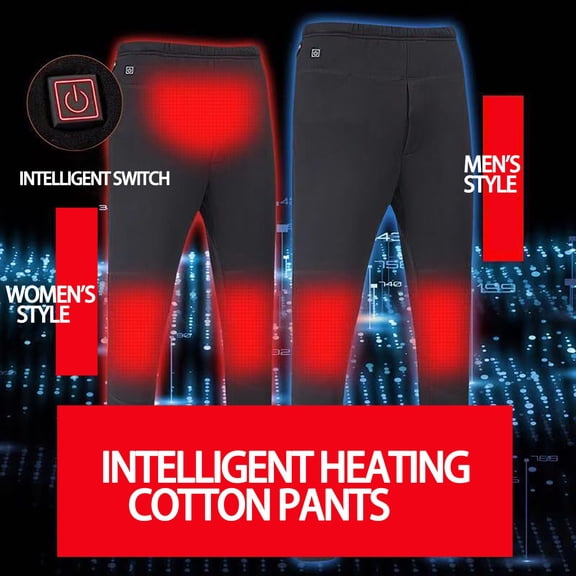 Miluxas Heated Pants for Men Women Outdoor Winter Warm Hunting Pants Electric USB 18 Zones Thick Heating Trousers Snow Pant Black