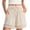 Beige #1, variant on WULMLEO Linen Shorts for Women Lace Boho Summer Lightweight Drawstring High Waisted Shorts with Pockets Casual Pleated Skorts Yellow 2XL
