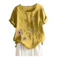 thumbnail image 5 of Yuncity Linen Shirt Women Casual Loose Cotton Short Sleeve T-Shirt S-2Xl, 5 of 5