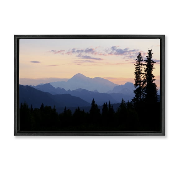 Stupell Industries Midnight On Mountain Landscape & Nature Photography Black Floater Framed Canvas Art Print Wall Art, 25 x 17