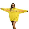thumbnail image 2 of Avrnliq Yellow Oversized Hoodie Women I Love You Valentine's Day Sweatshirt Zip Up Plus Size Tunic Hoodie Dress Gifts for Her,Size 4XL, 2 of 9