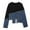 Black, variant on wdsxpo Sweatshirt for Women Trendy Crewneck Asymmetric Hem Denim Sweatshirt Patchwork Oversized Washed Fall Winter Fashion Tops