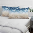 thumbnail image 4 of Blue Brown Ombre Coastal Throw Pillow Covers, Sea Nautical Summer Beach Starfish Coral Soft Breathable Pillow Cases with Invisible Zipper, Standard Pillowcases for Couch Bed Sofa Chair 20x26 Inches, 4 of 9