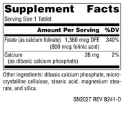 Source Naturals Mega Folinic, Bioactive Form of Folic Acid, 800 mcg Tablets, 60 Count