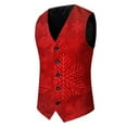 thumbnail image 6 of Elegant 3 Piece Formal Blend Tuxedo Jacket Vest Trouser Set Mens Suit Slim Fit Double Holiday Wedding Prom Groom, 6 of 7