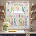 thumbnail image 3 of Happy Easter Swag Curtains Valance & Tier Set, Spring Green Pink Blue Bunny Eggs Tulip Floral Color 3 Pcs Set Kitchen Swag Valances and Tiers 24 Inch Length Rod Pocket Curtain Drapes for Bedroom, 3 of 9