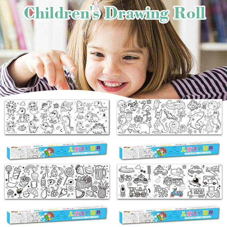 Roll Kids Colored Paper Painting Tablecloth Diy Roll 12 Themes Doodle  Scroll Stickers For Kids Girls Boys Birthday - Temu