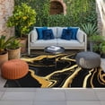 thumbnail image 2 of Black Gold Marble Outdoor Rug for Patio/Deck/Porch, Non-Slip Large Area Rug 6 x 9 Ft, Modern Geometric Textured Indoor Outdoor Rugs Washable Area Rugs, Reversible Camping Rug Carpet Runner, 2 of 8