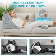 MOONORAH Wedge Pillow for Sleep Apnea, Adjustable Wedge Pillow Headboard, Bed Wedge Pillow for Back, Neck, Leg Pain Relief, Pillow Wedge for Sleeping, Acid Reflux with Neck Support Pillow, Grey