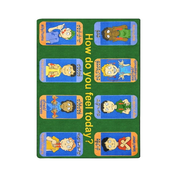 Joy Carpets Kid Essentials Music & Special Needs Signs of Emotions Rectangle 5'4" x 7'8" Multicolor