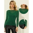 thumbnail image 2 of INSPIRE CHIC Chemisier Transparent en Maille Pailletée pour Femme avec Bretelles Spaghetti Camisole Vert TP, 2 of 4